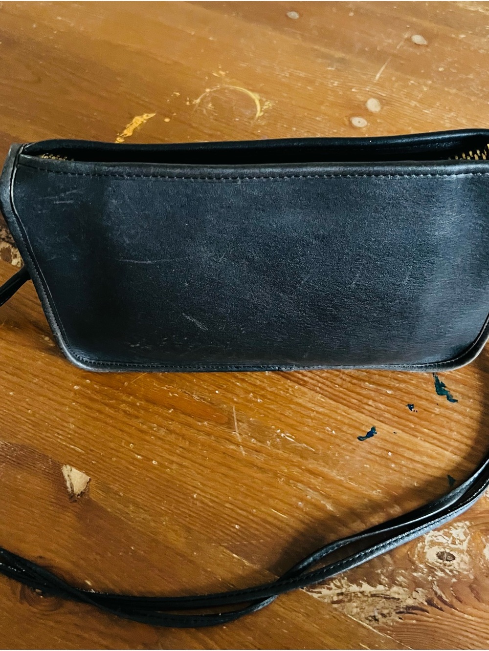 Vintage 1970-80 Coach Black Leather Crossbody Bag - Men